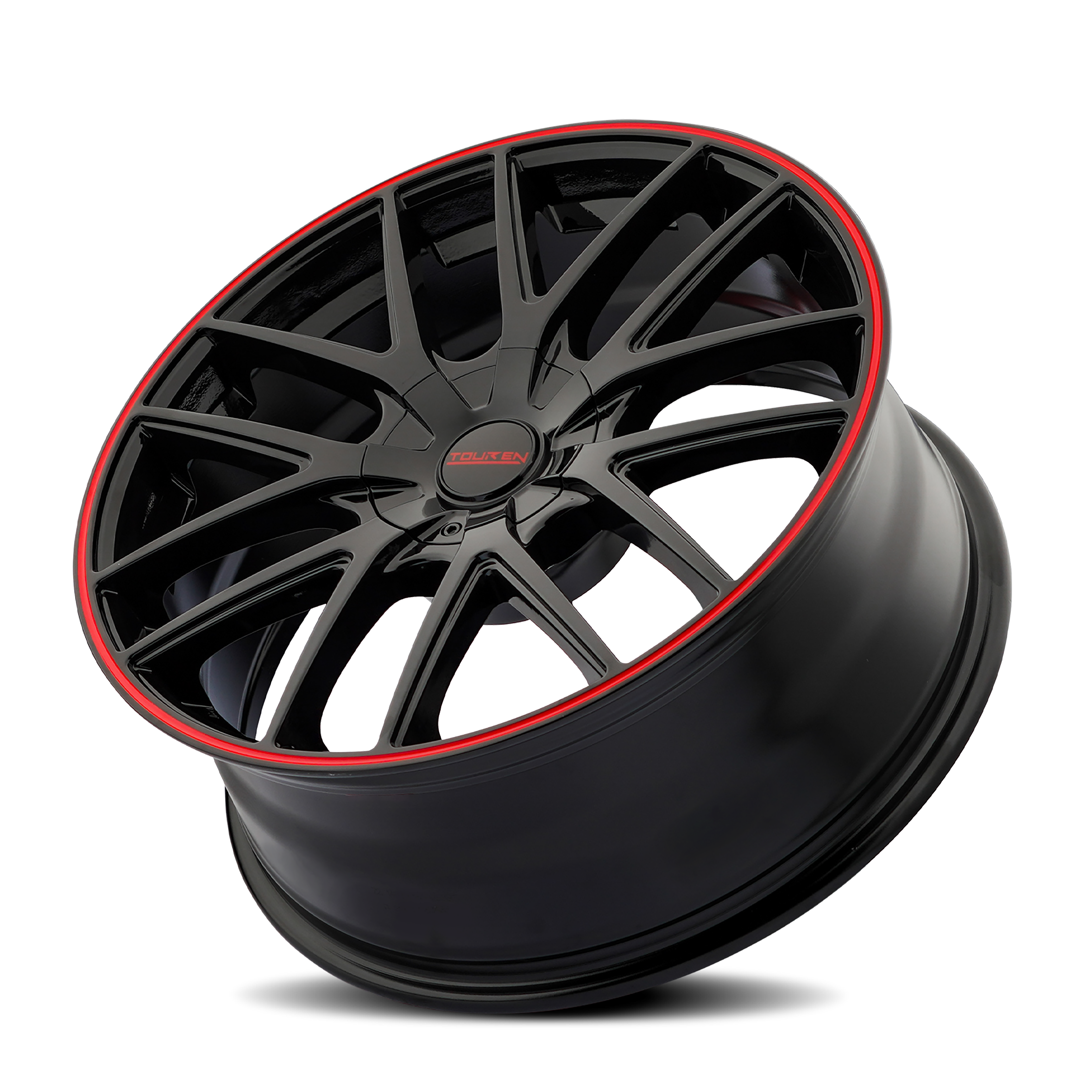 Touren Wheels TR60 – 18x8, 5x108/5x114.3, +40 – Gloss Black With Red Ring