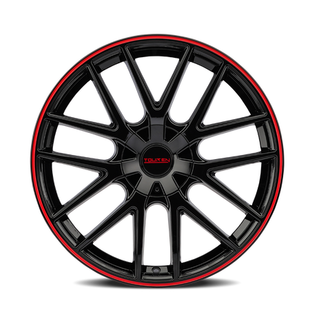 Touren Wheels TR60 – 18x8, 5x115/5x120, +20 – Gloss Black With Red Ring