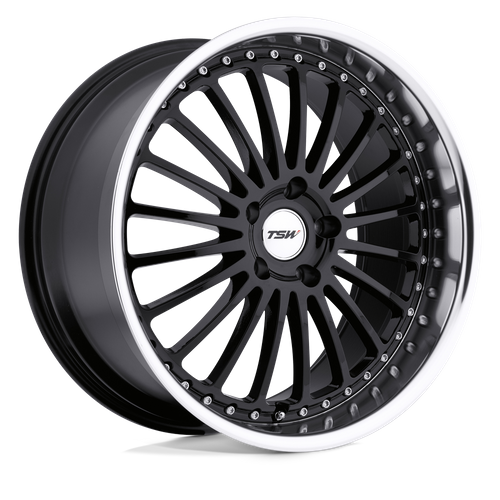 TSW SILVERSTONE – 17X8 – 5X110 – 40 mm – GLOSS BLACK W/ MIRROR CUT LIP