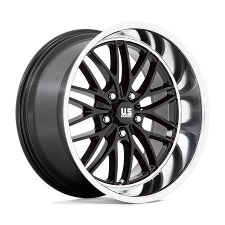 US Mag 1PC U138 SANTA CRUZ – 20X10 – 5X127 – 6 mm – GLOSS BLACK W/ DIAMOND CUT LIP