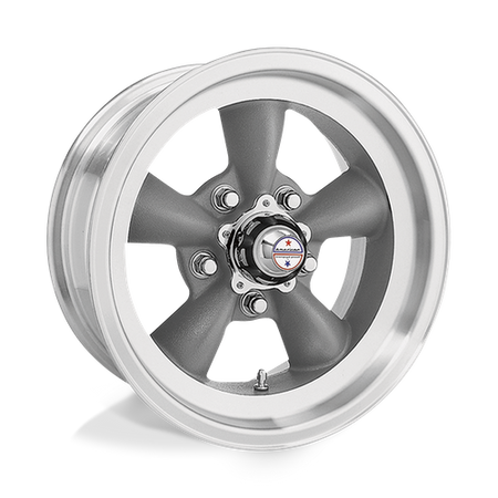 American Racing Vintage VN105 TORQ THRUST D – 15X8 – 5X114.3 – 0 mm – TORQ THRUST GRAY W/ MACH LIP