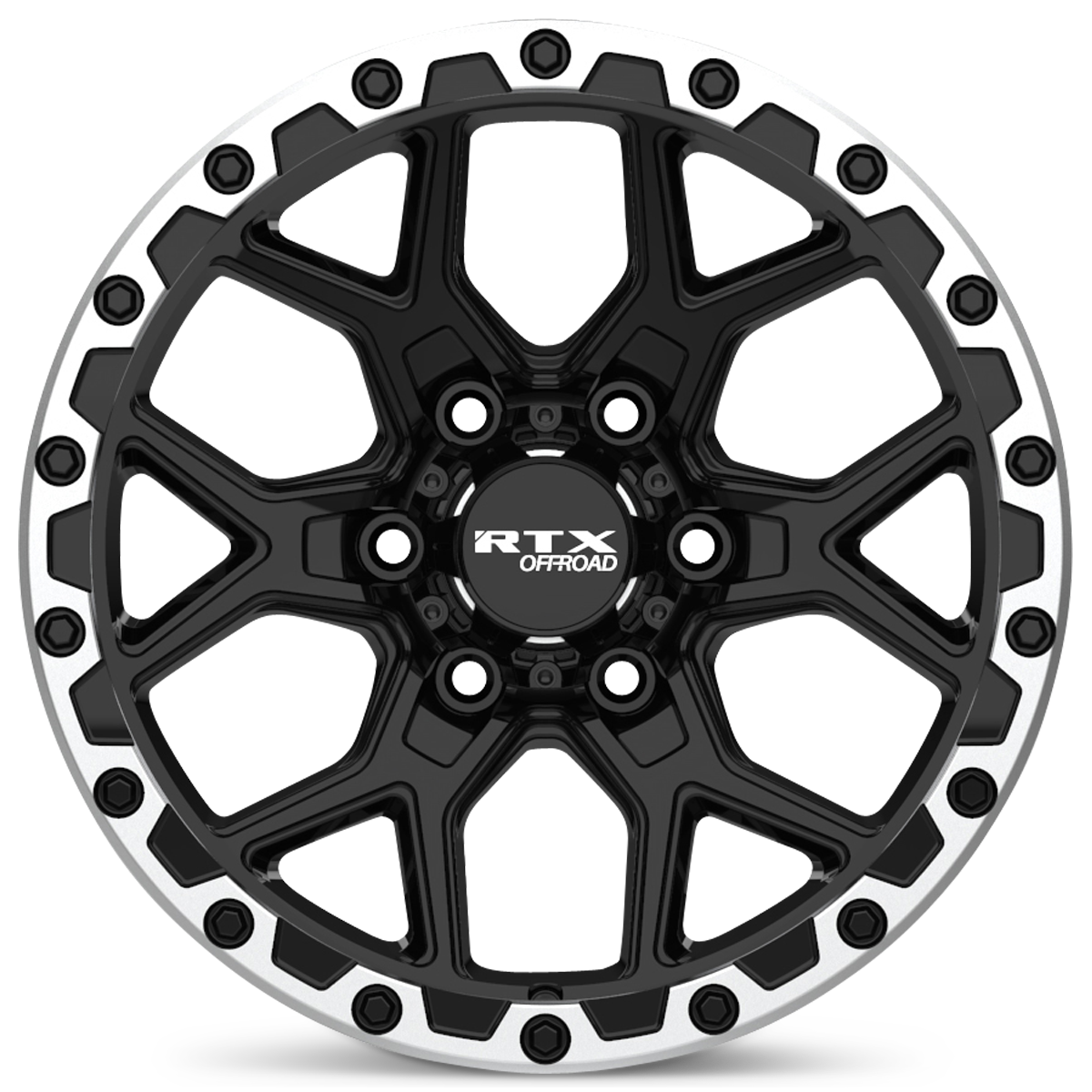 RTX Storm – 17x8.5 – 6x139.7 – ET20 – Noir lustré fraisé avec rebord machiné