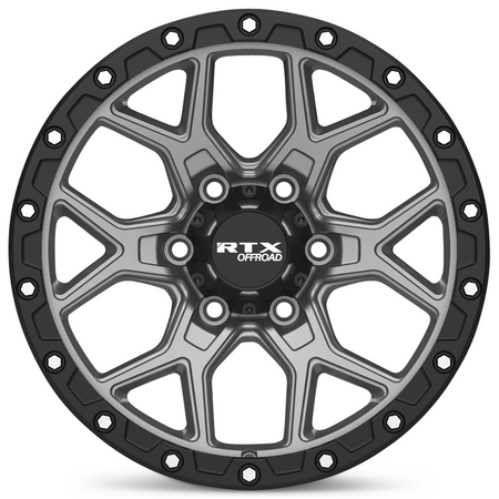 RTX Storm – 17x8.5 – 6x139.7 – ET20 – Gris foncé mat avec rebord noir et rivets fraisé