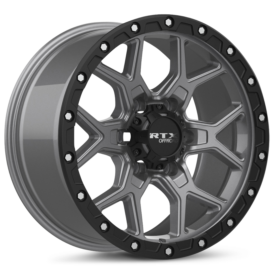 RTX Storm – 20x9 – 6x139.7 – ET20 – Gris foncé mat avec rebord noir et rivets fraisé