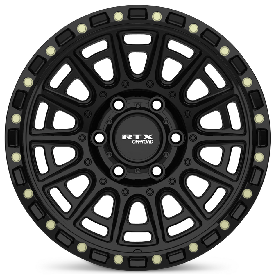 RTX Striker – 17x8.5 – 5x127 – ET-10 – Noir lustré avec rivets fraisé