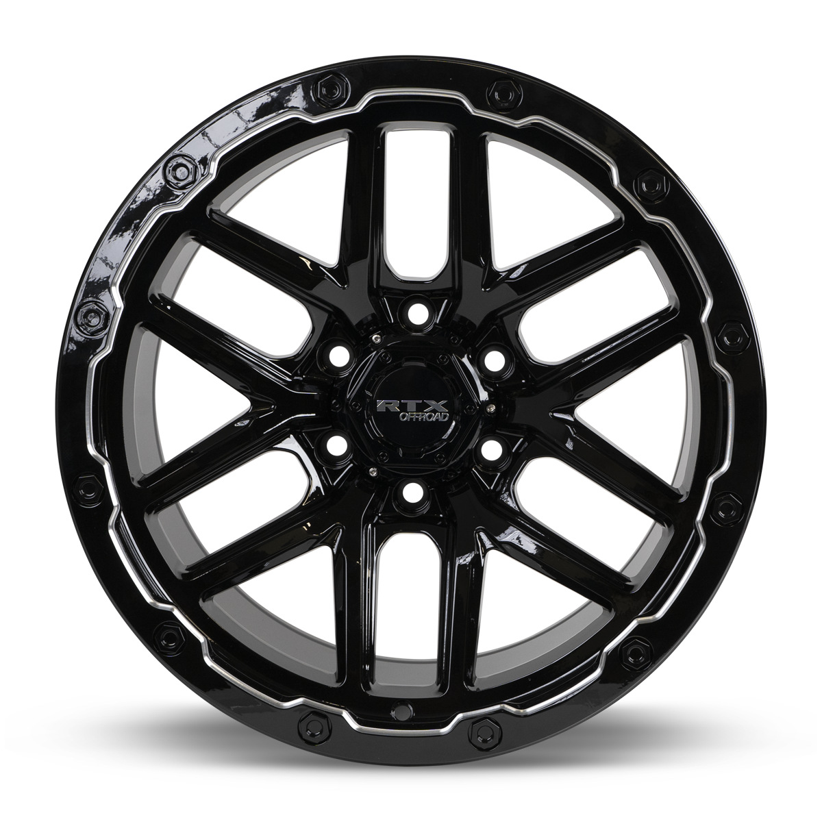 RTX Volcano – 18x9.5 – 6x135 – ET-10 – Noir lustré rebord fraisé