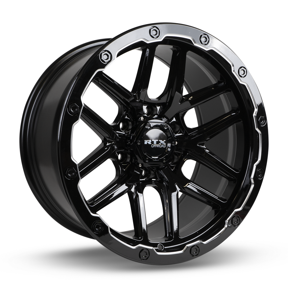 RTX Volcano – 18x9.5 – 6x135 – ET-10 – Noir lustré rebord fraisé