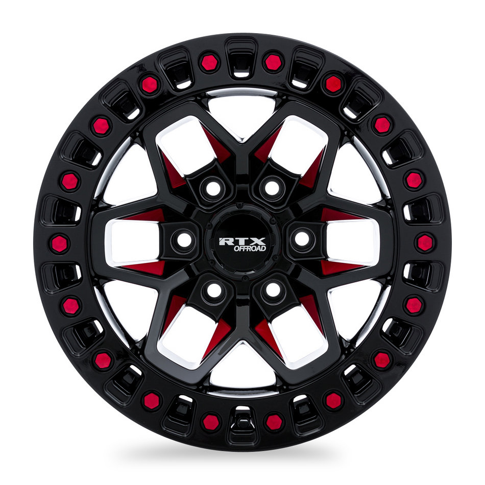 RTX Zion – 17x9 – 5x127 – ET-15 – Noir fraisé rouge