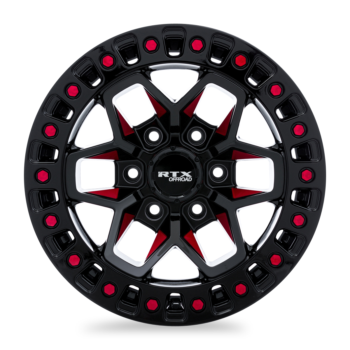 RTX Zion – 18x9 – 5x127 – ET-15 – Noir fraisé rouge