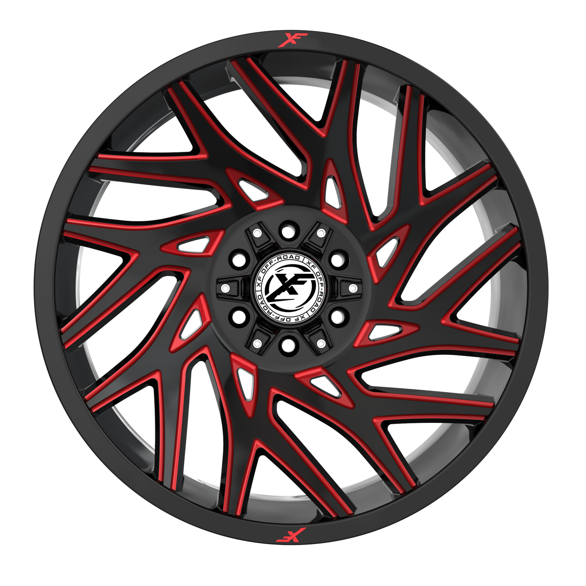 XF OFFROAD XF-229 20x10 5x127/5x139.7 -12 Gloss Black & Red Milled