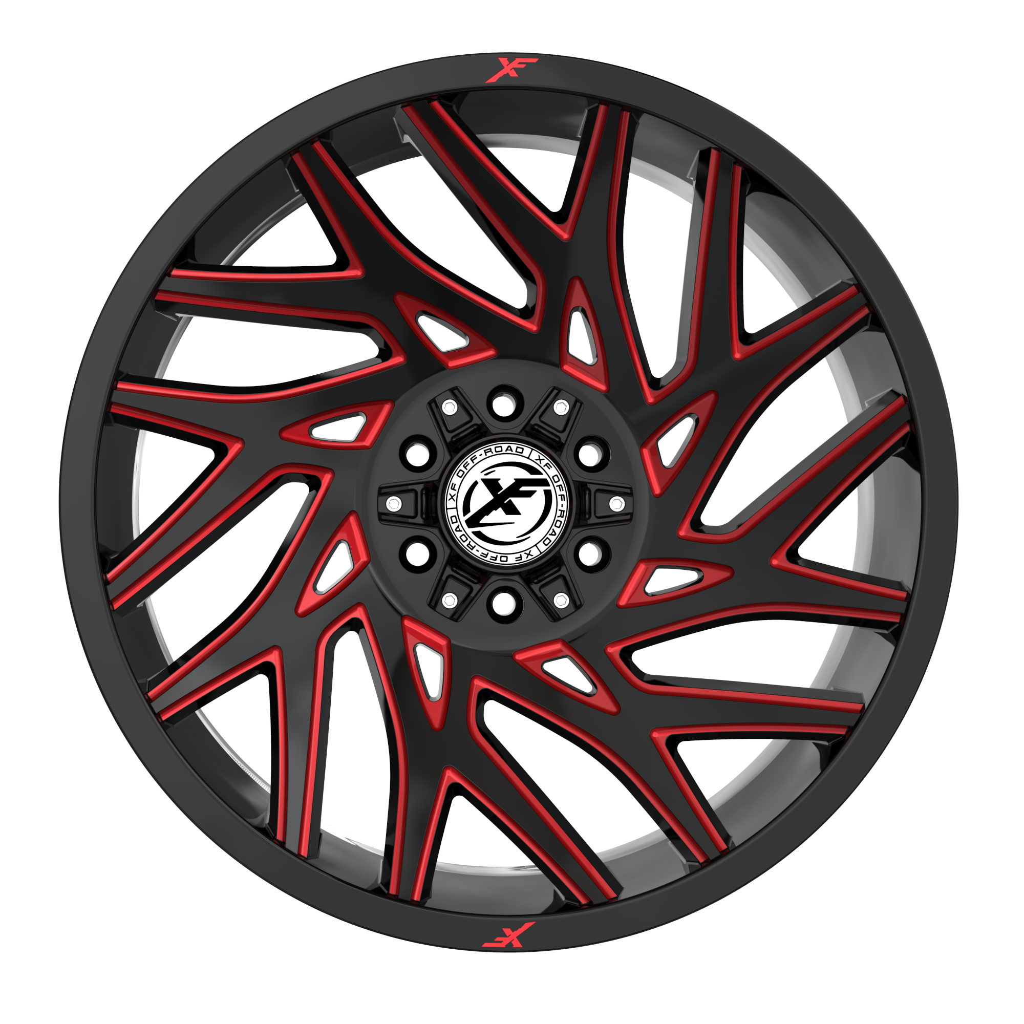 XF OFFROAD XF-229 20x10 5x127/5x139.7 -12 Gloss Black & Red Milled