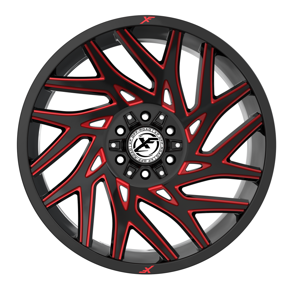 XF OFFROAD XF-229 20x10 5x127/5x139.7 -12 Gloss Black & Red Milled