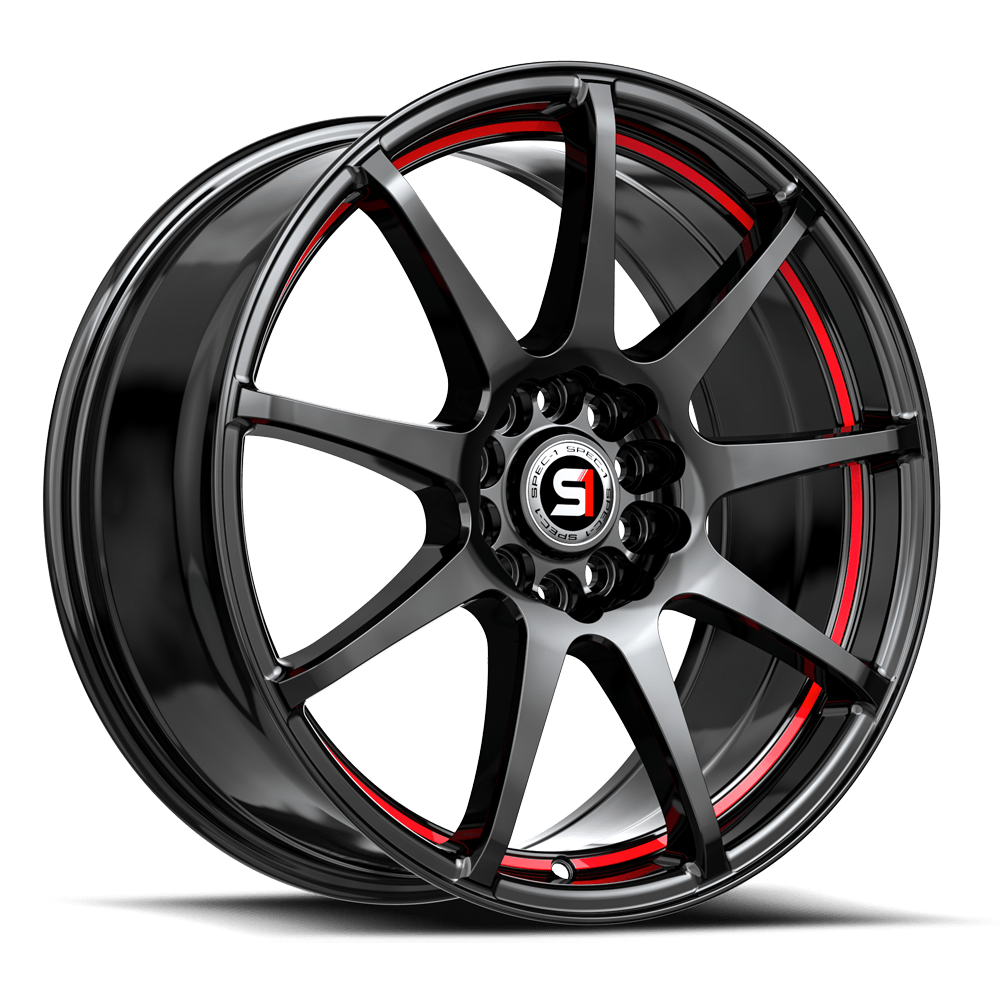 SPEC-1 RACING SP-67 18x8 5x114.3/5x120 38 Gloss Black / Red Line