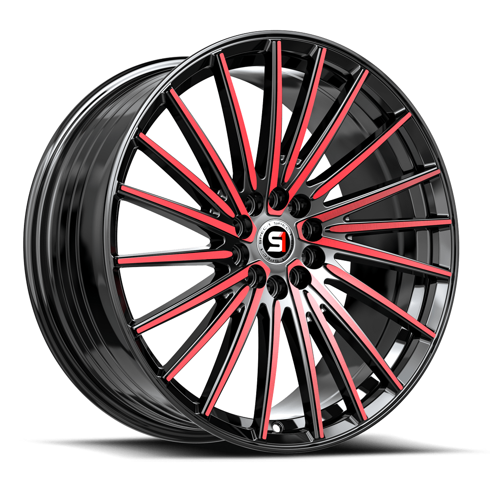 SPEC-1 RACING SP-68 20x8.5 5x112/5x114.3 38 Gloss Black Machined Red