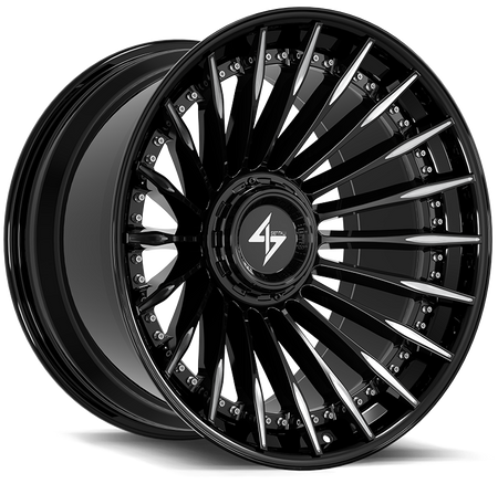 SENTALI BARREL FORGED XTREME SENTALI BFX BFX1 24x12 8x165.1/8x180 -44 Gloss Black Lip / Gloss Black Milled Centre