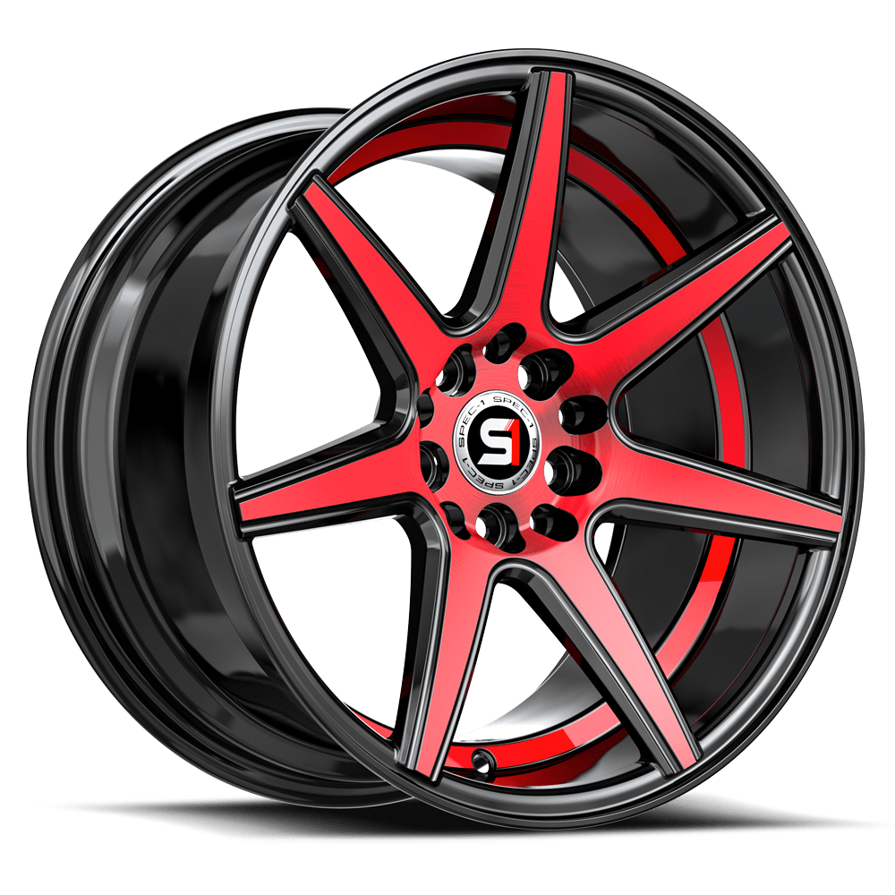 SPEC-1 RACING SP-73 17x7.5 5x112/5x114.3 42 Gloss Black Red Machined & Undercut