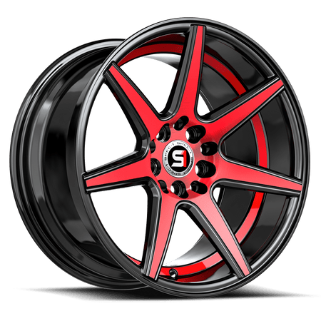 SPEC-1 RACING SP-73 17x7.5 5x112/5x114.3 42 Gloss Black Red Machined & Undercut