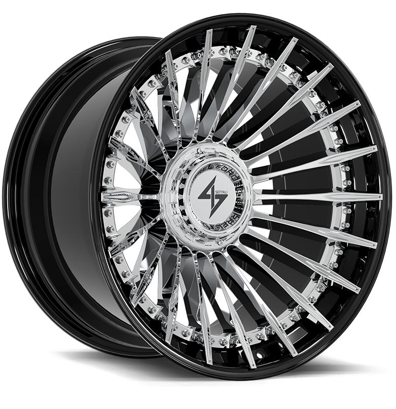 SENTALI BARREL FORGED XTREME SENTALI BFX BFX1 24x12 8x165.1/8x180 -44 Gloss Black Lip / Chrome Centre