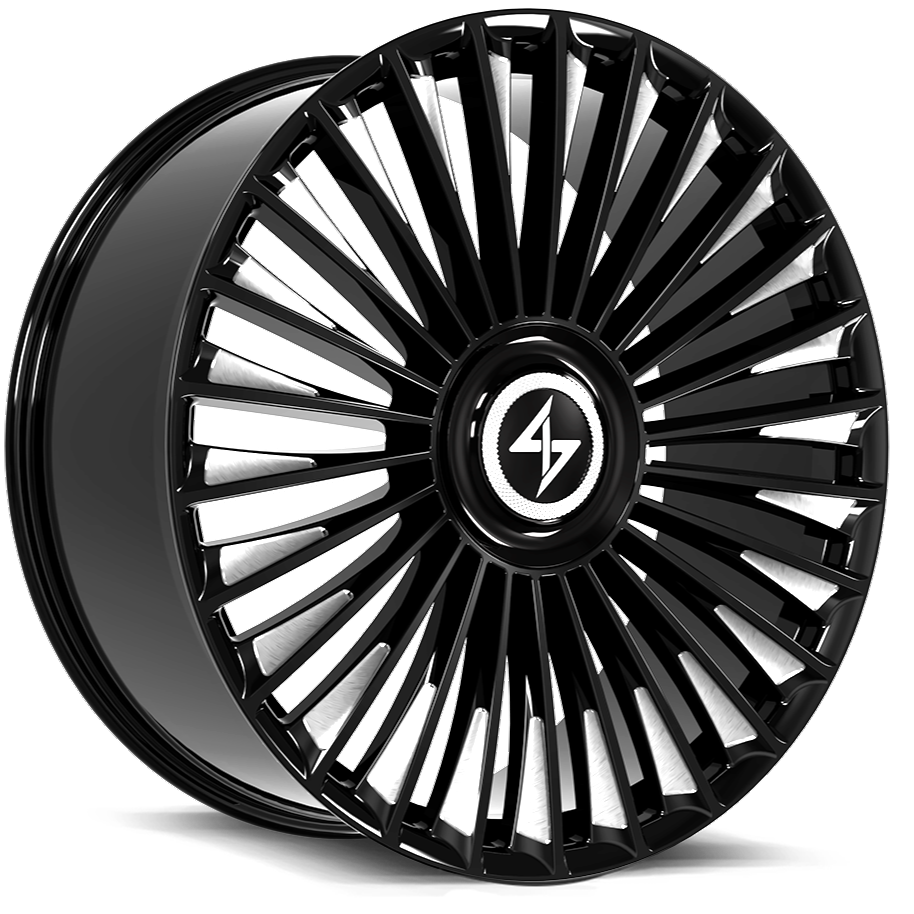Sentali Luxx Turbine   20x9 5x115/5x114.3 15  Gloss Black Milled Tips