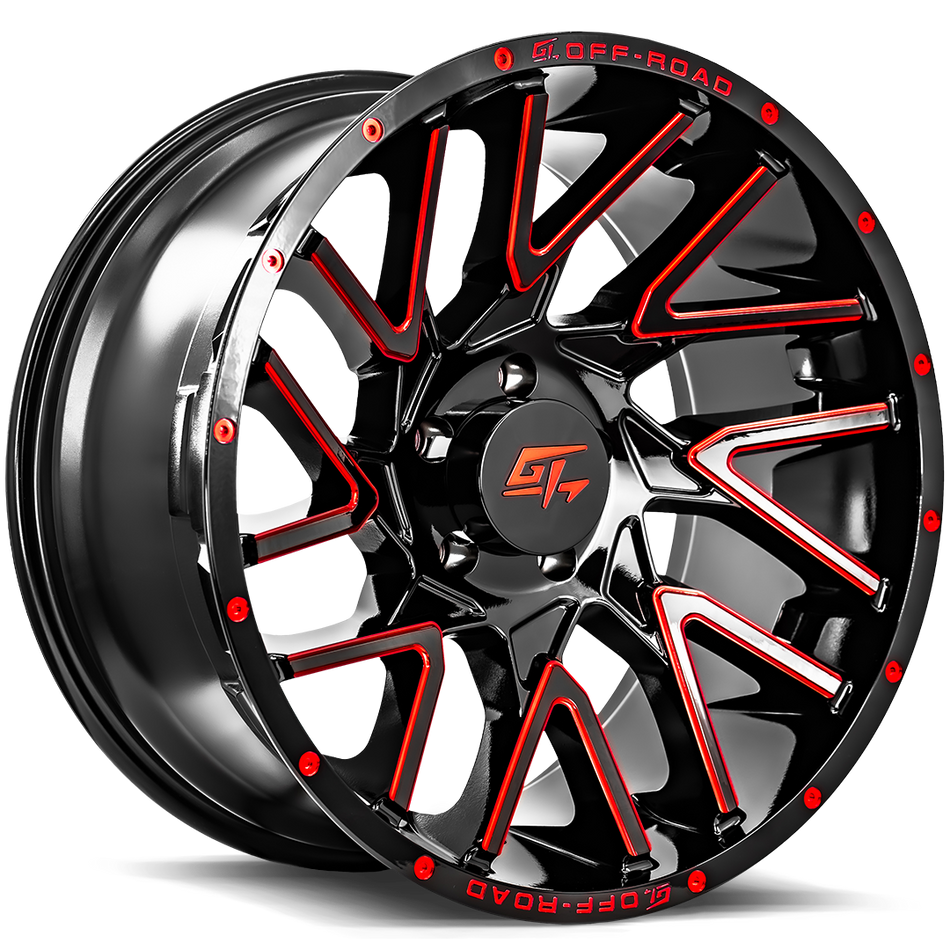 GT OFFROAD AGGRESSION 20x10 5x127 -18 Gloss Black Milled Red
