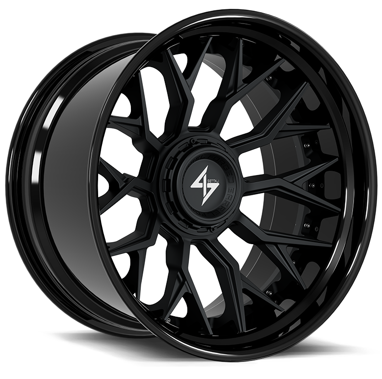 SENTALI BARREL FORGED XTREME SENTALI BFX BFX2 24x12 5x127/5x139.7 -44 Gloss Black Lip / Matte Black Centre