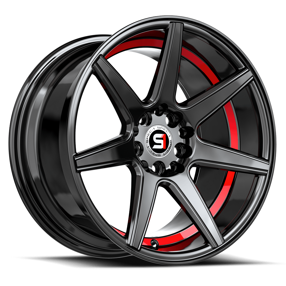 SPEC-1 RACING SP-73 17x7.5 5x114.3/5x120 42 Gloss Black / Red Under Cut