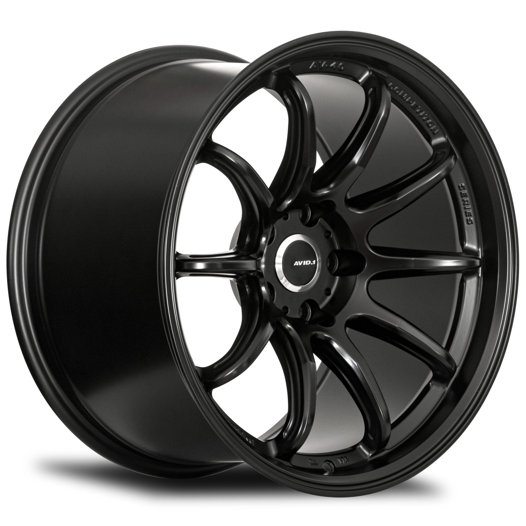 avid.1 av - 40 Matte Black 17x8 +35 5x114.3mm 73.1mm - JB Performance