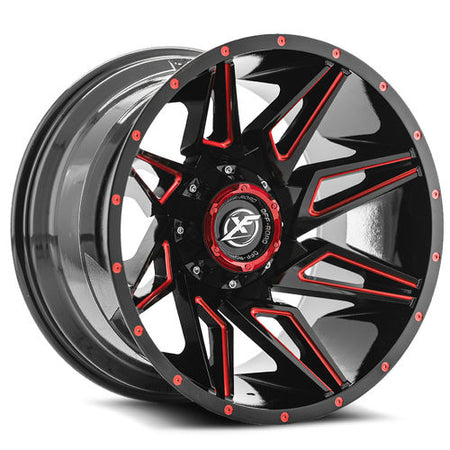 XF OFFROAD XF-218 22x12 6x135/6x139.7 -44 Gloss Black Milled Red