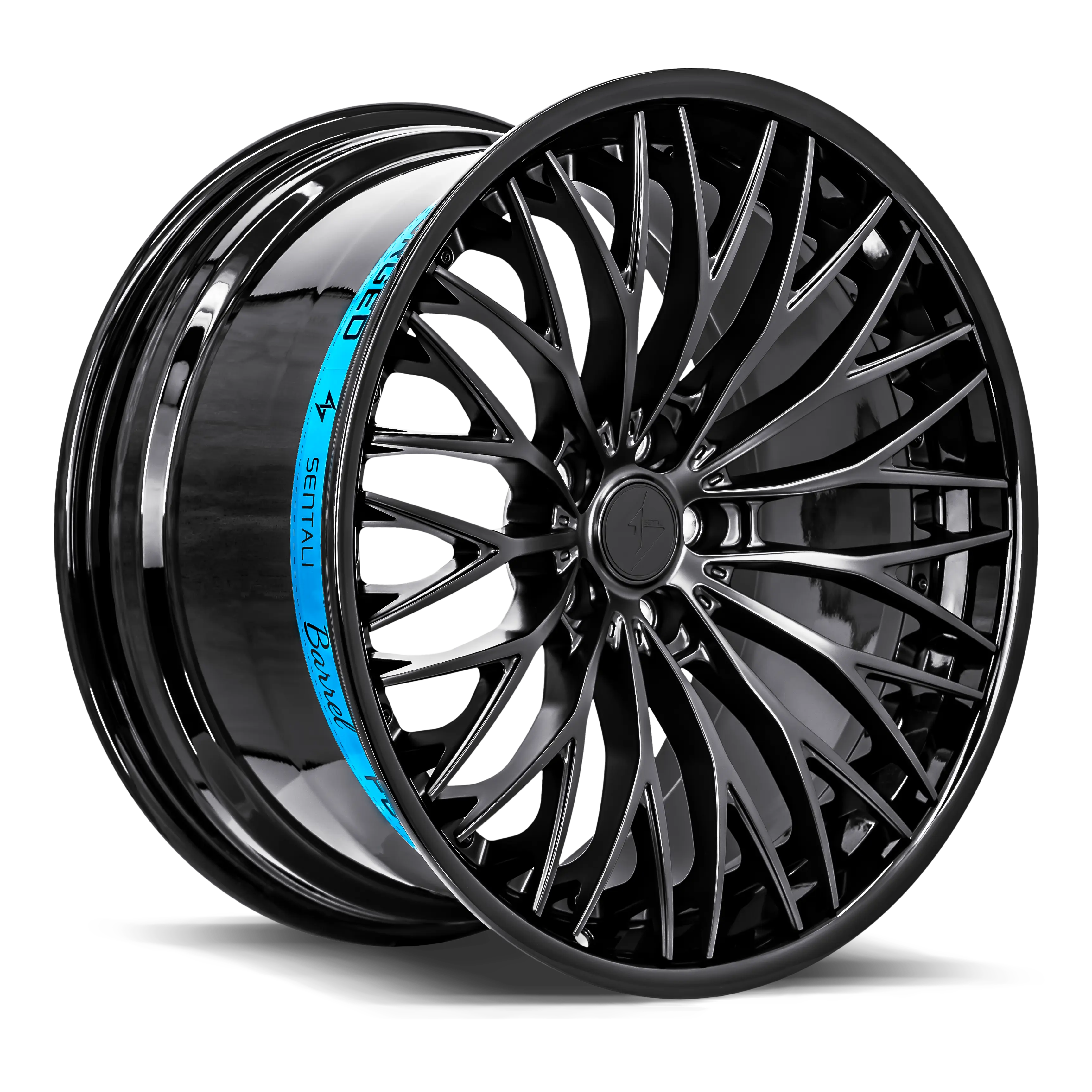 SENTALI BARREL SB1 20x10 5x115 20 Gloss Black Lip / Matte Black Centre