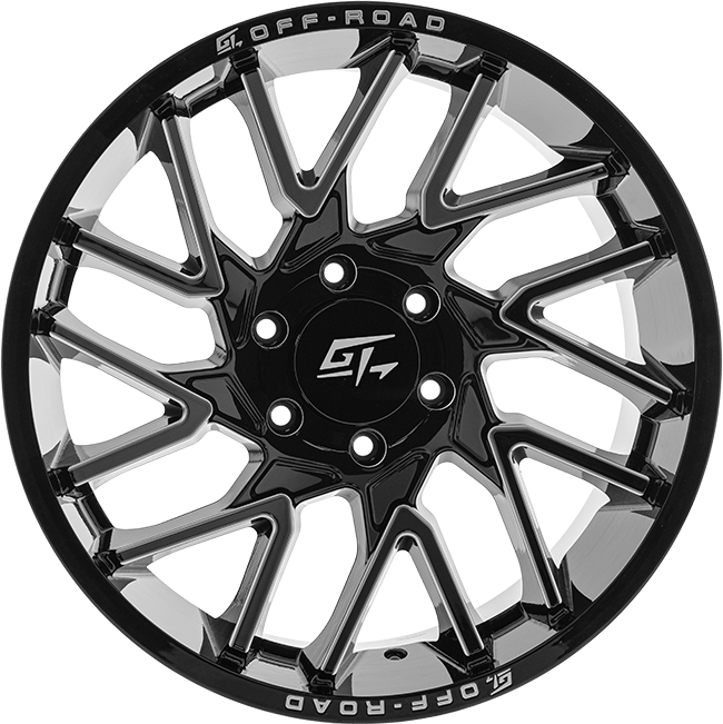 GT OFFROAD AGGRESSION 22x12 8x180 -44 Gloss Black Milled Red