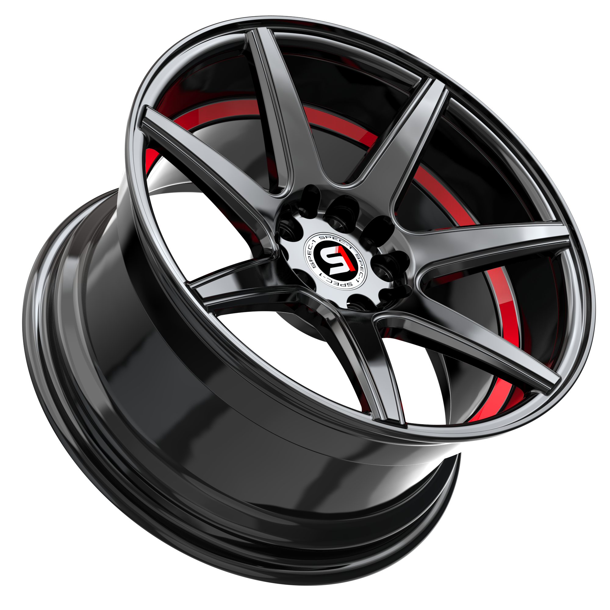 SPEC-1 RACING SP-73 18x8 5x110/5x114.3 38 Gloss Black & Red Undercut