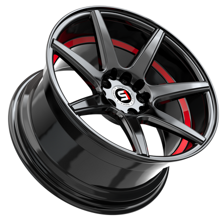 SPEC-1 RACING SP-73 18x8 5x110/5x114.3 38 Gloss Black & Red Undercut