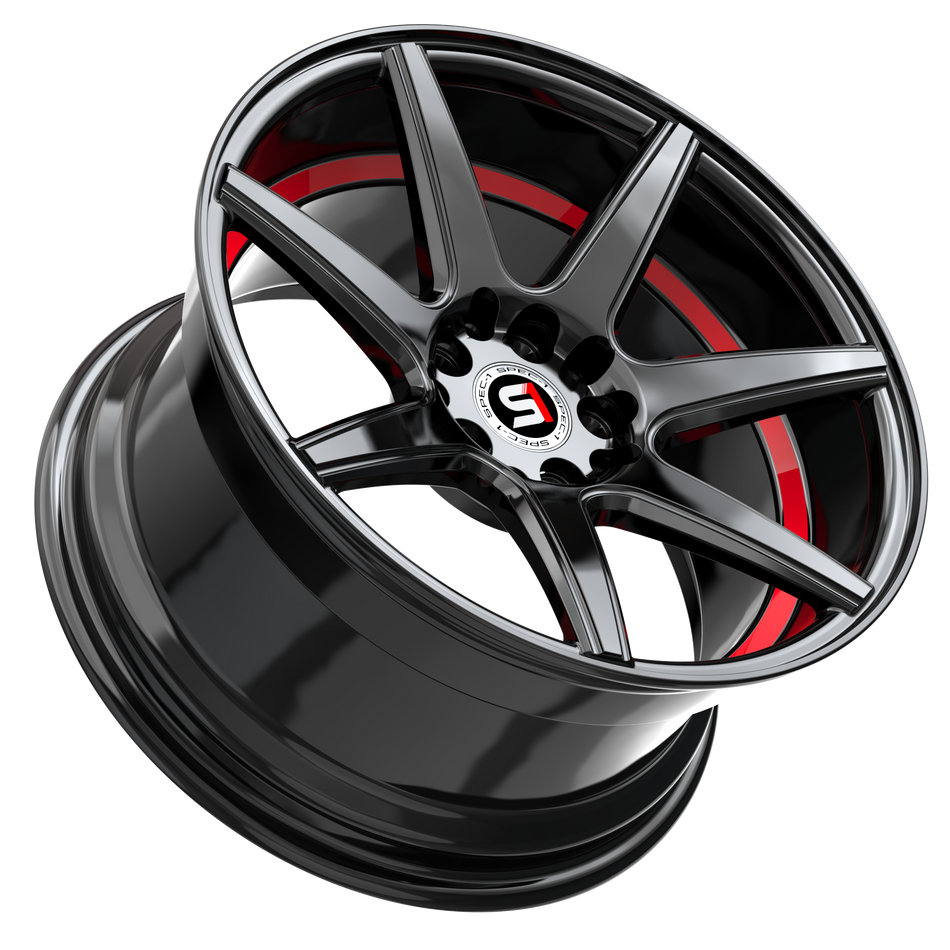 SPEC-1 RACING SP-73 18x8 5x110/5x114.3 38 Gloss Black & Red Undercut