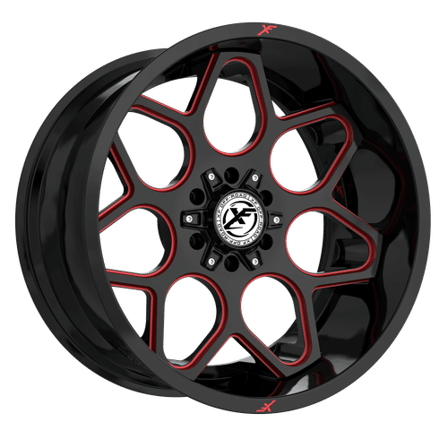 XF OFFROAD XF-233 20x10 5x127/5x139.7 -12 Gloss Black Milled Red