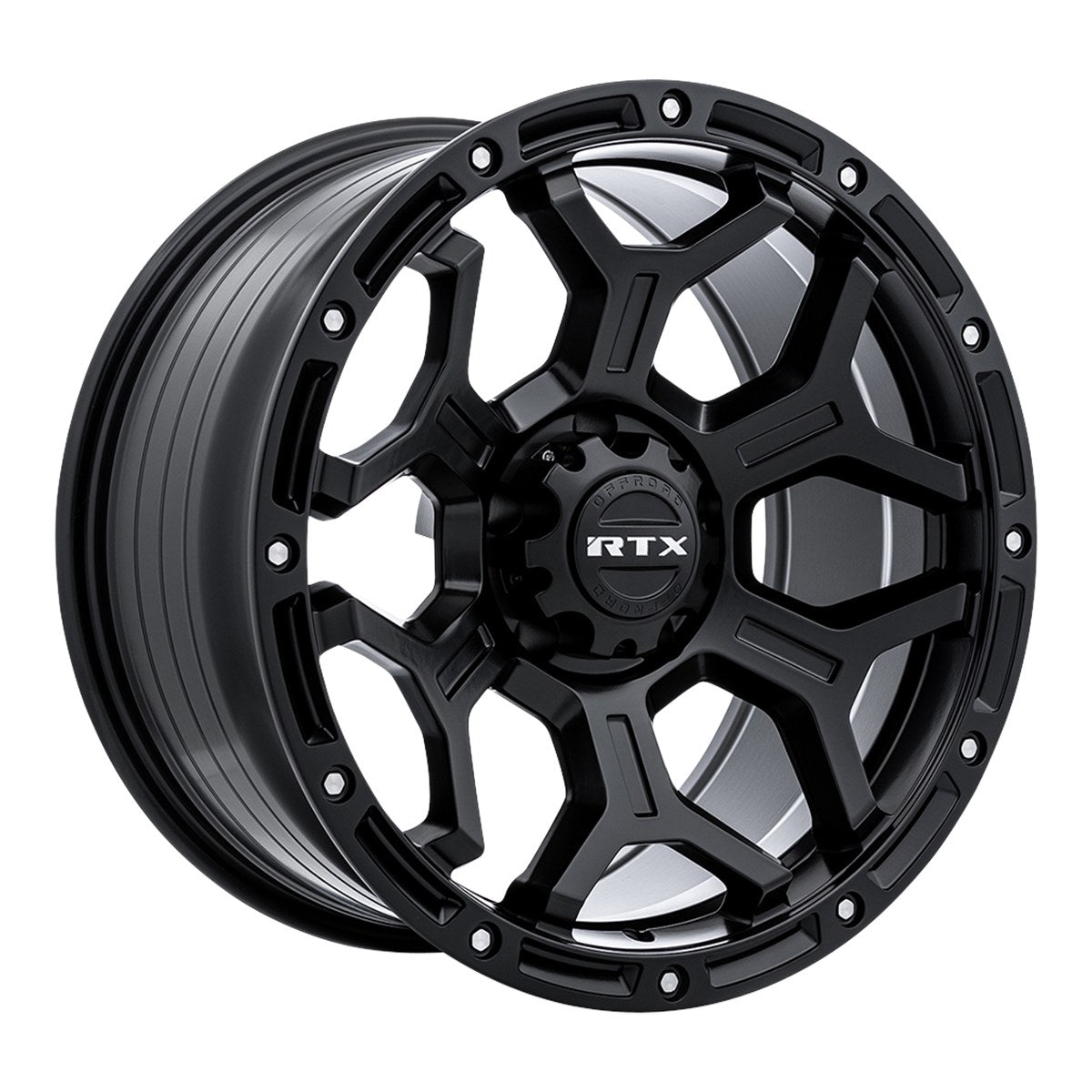 RTX Goliath – 18x9 – 6x139.7 – ET0 – Noir satin avec rivets fraisés — roue