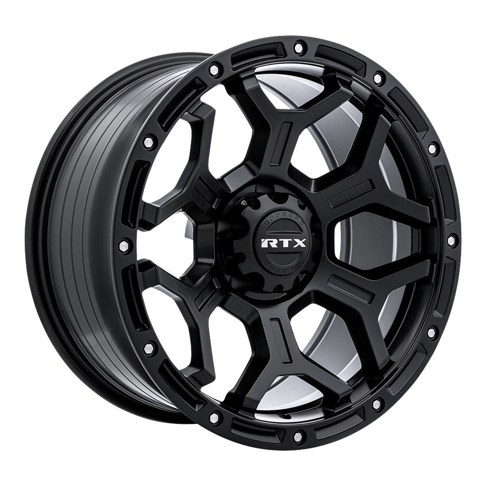 RTX Goliath – 18x9 – 6x139.7 – ET0 – Noir satin avec rivets fraisés — roue