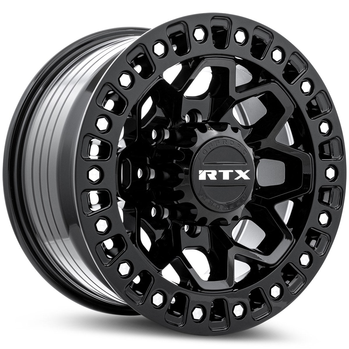 RTX Zion – 17x9 – 8x165.1 – ET20 – Noir lustré rivets machiné — roue