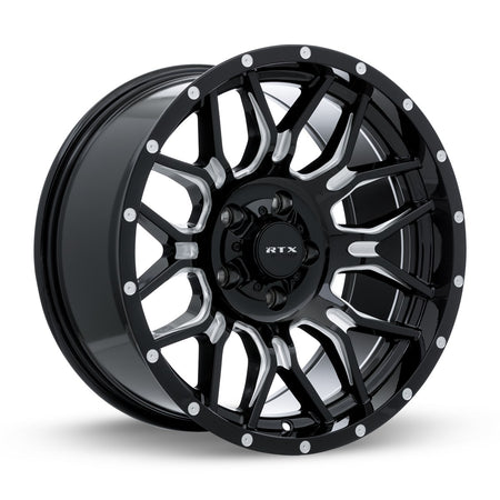 RTX Claw – 20x9 – 6x135/139.7 – ET18 – Noir lustré fraisé avec rivets — roue