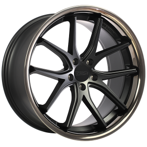 720 Luxury VANQUISH – 19x9.5, 5x112, +45, noir satin - Rebord inox noir