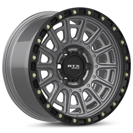 RTX Striker – 20x9 – 6x139.7 – ET10 – Gris foncé mat avec rebord noir et rivets fraisé — roue