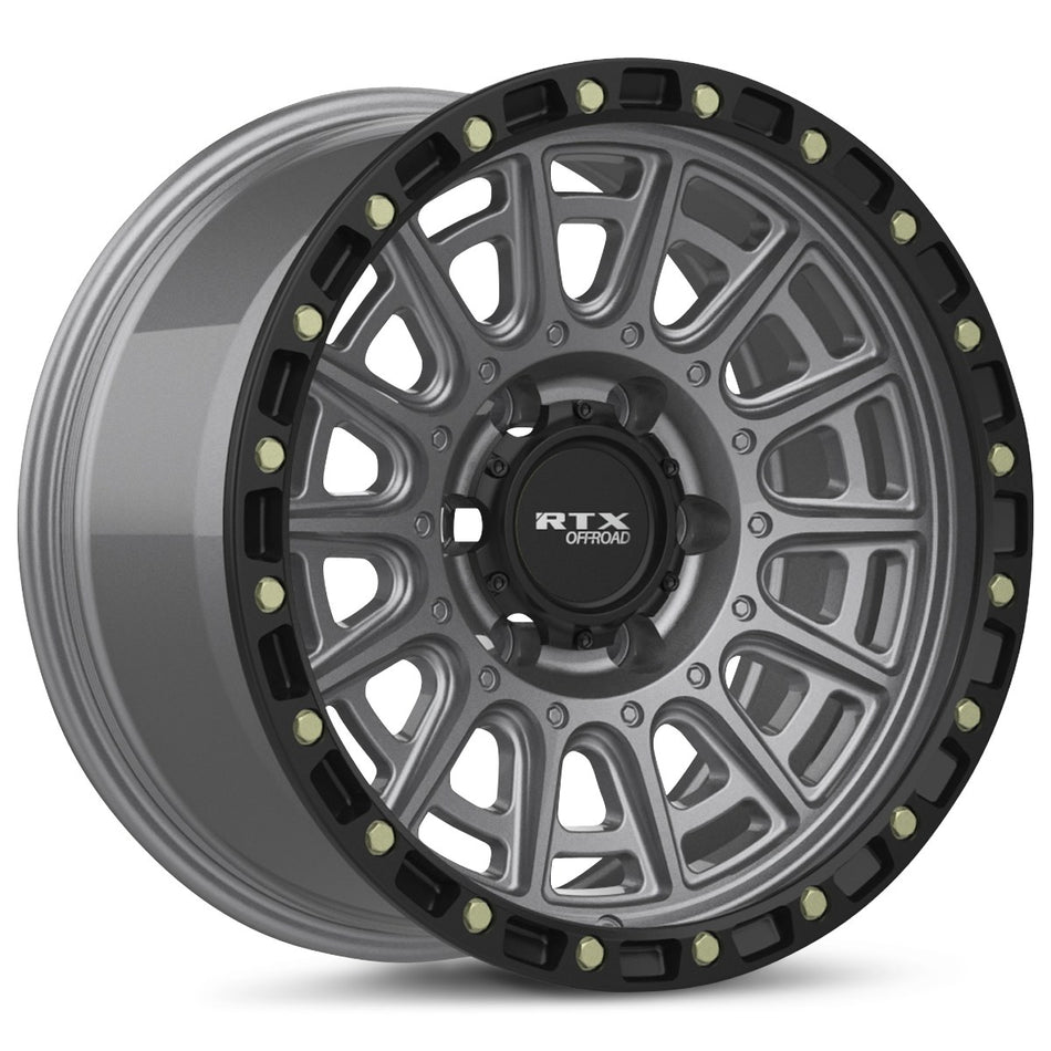 RTX Striker – 20x9 – 6x139.7 – ET10 – Gris foncé mat avec rebord noir et rivets fraisé — roue