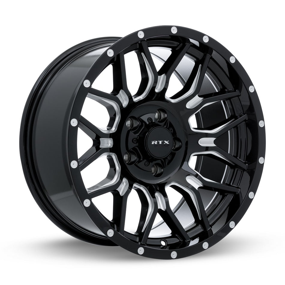 RTX Claw – 18x9 – 6x135/139.7 – ET18 – Noir lustré fraisé avec rivets — roue