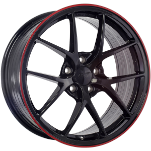 DAI Wheels SKY – 16x7, 5x114.3, +40, noir lustre - Ligne rouge