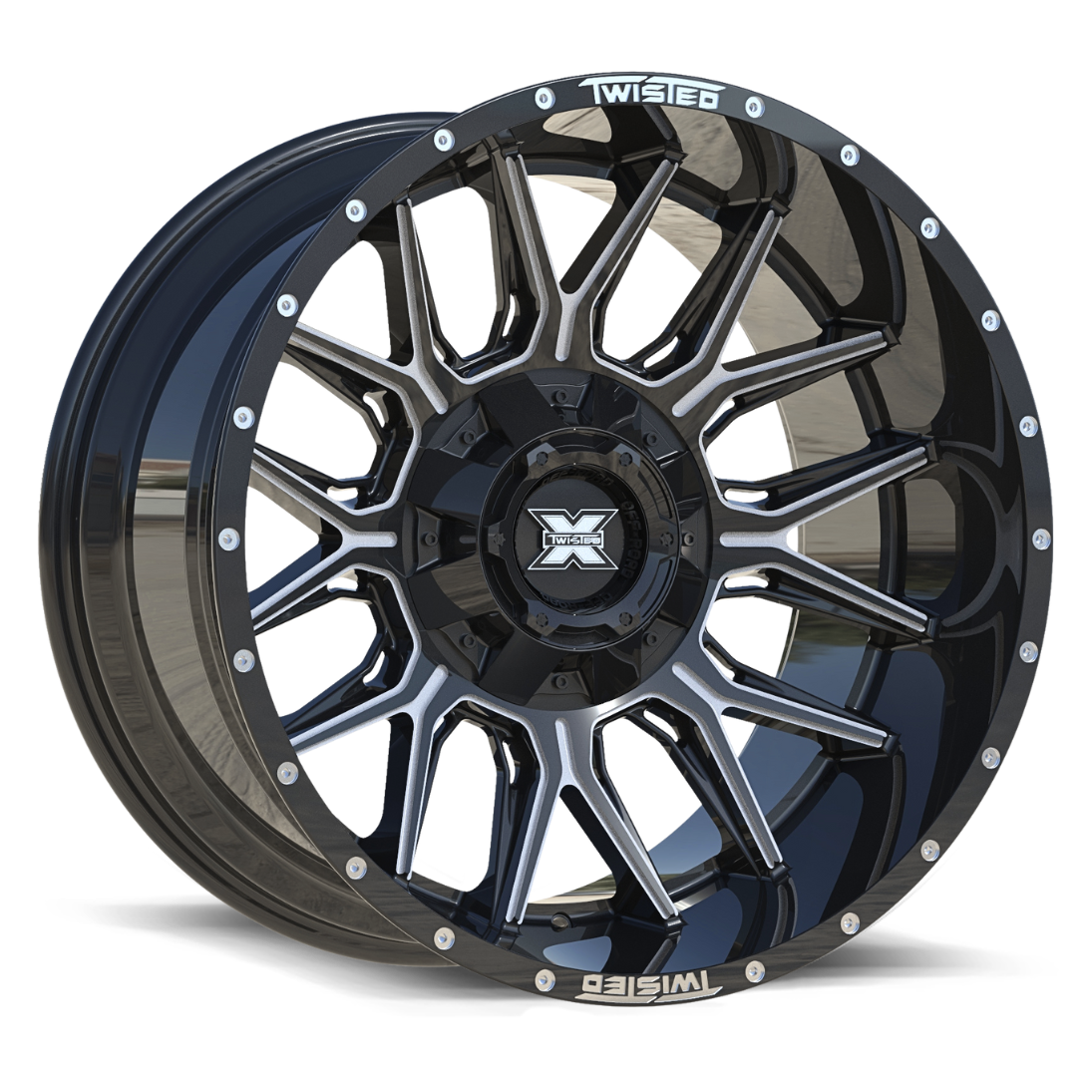 TWISTED OFF-ROAD TW1 22x10 8x165.1/8x180 -18 Gloss Black Milled