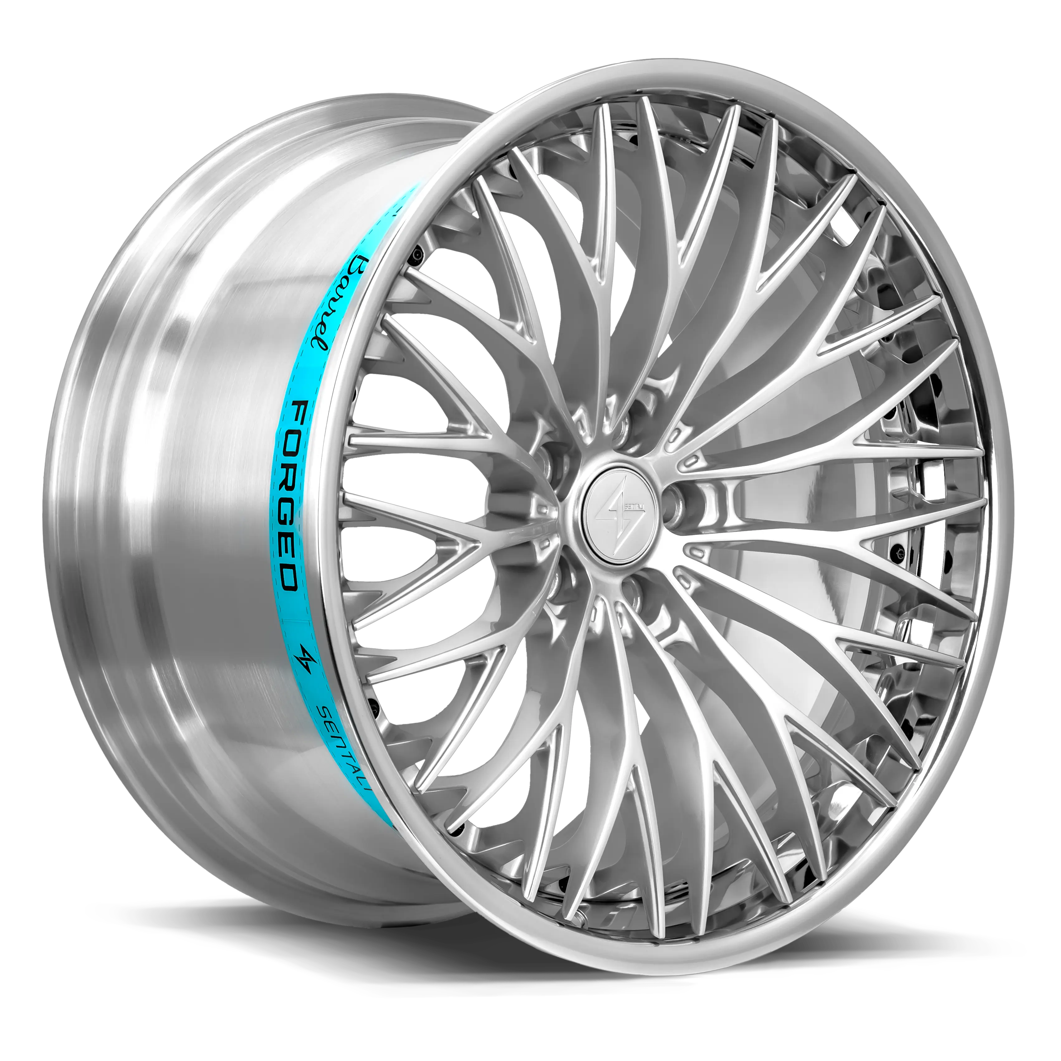 SENTALI BARREL SB1 19x10.5 5x120 35 Polished Lip / Hyper Silver Centre