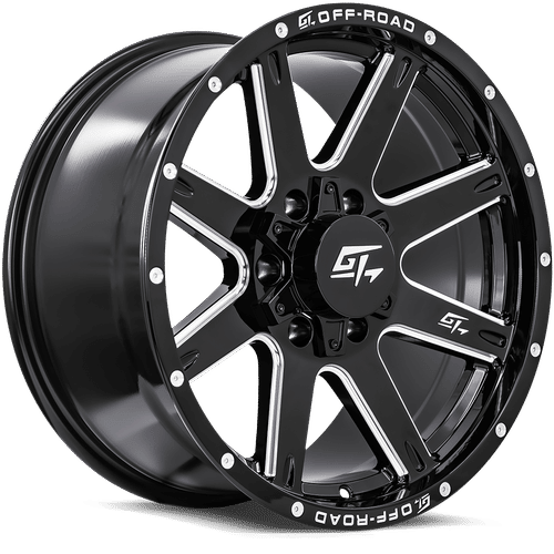 GT OFFROAD INVASION 18x9 8x180 12 Gloss Black Milled
