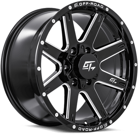 GT OFFROAD INVASION 17x9 6x135/6x139.7 12 Gloss Black Milled
