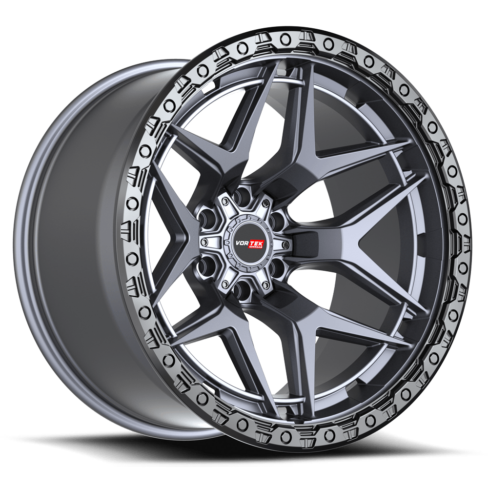 VORTEK VRT-603 17x9 6x135/6x139.7 12 Matte Titanium With Black Bead Ring