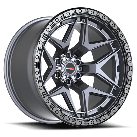 VORTEK VRT-603 17x9 6x135/6x139.7 12 Matte Titanium With Black Bead Ring