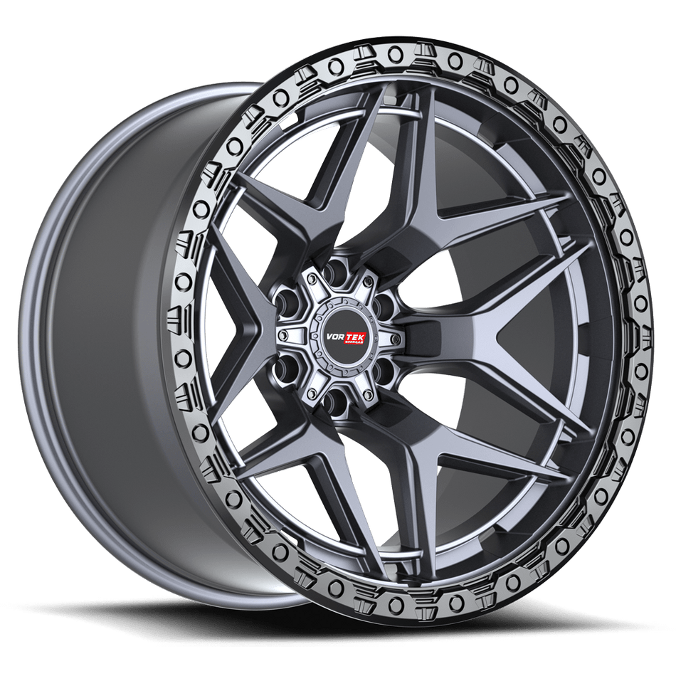 VORTEK VRT-603 17x9 6x135/6x139.7 12 Matte Titanium With Black Bead Ring